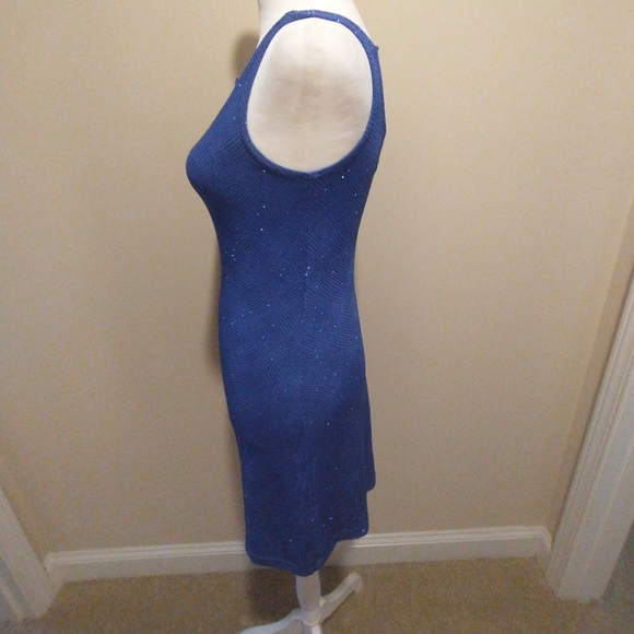 Blue Sparkle Sleeveless Mini Dress - Picture 3 of 6
